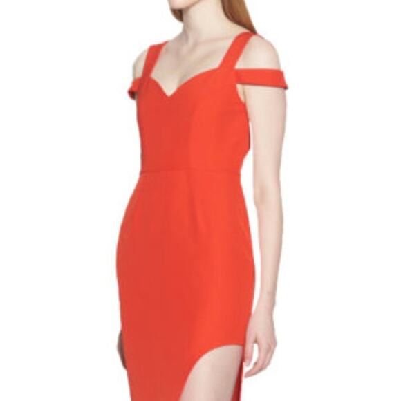 AIJEK VALENCIA WAVE COLD SHOULDER DRESS Rogue Red Size 1/ (US 2-4) - Picture 3 of 14